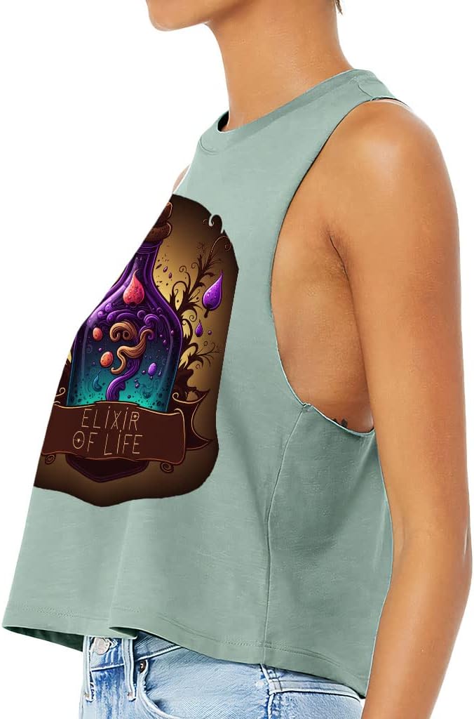 Elixir of Life Print Racerback Cropped Tank - Beautiful Women's Tank - Bright Tank Top