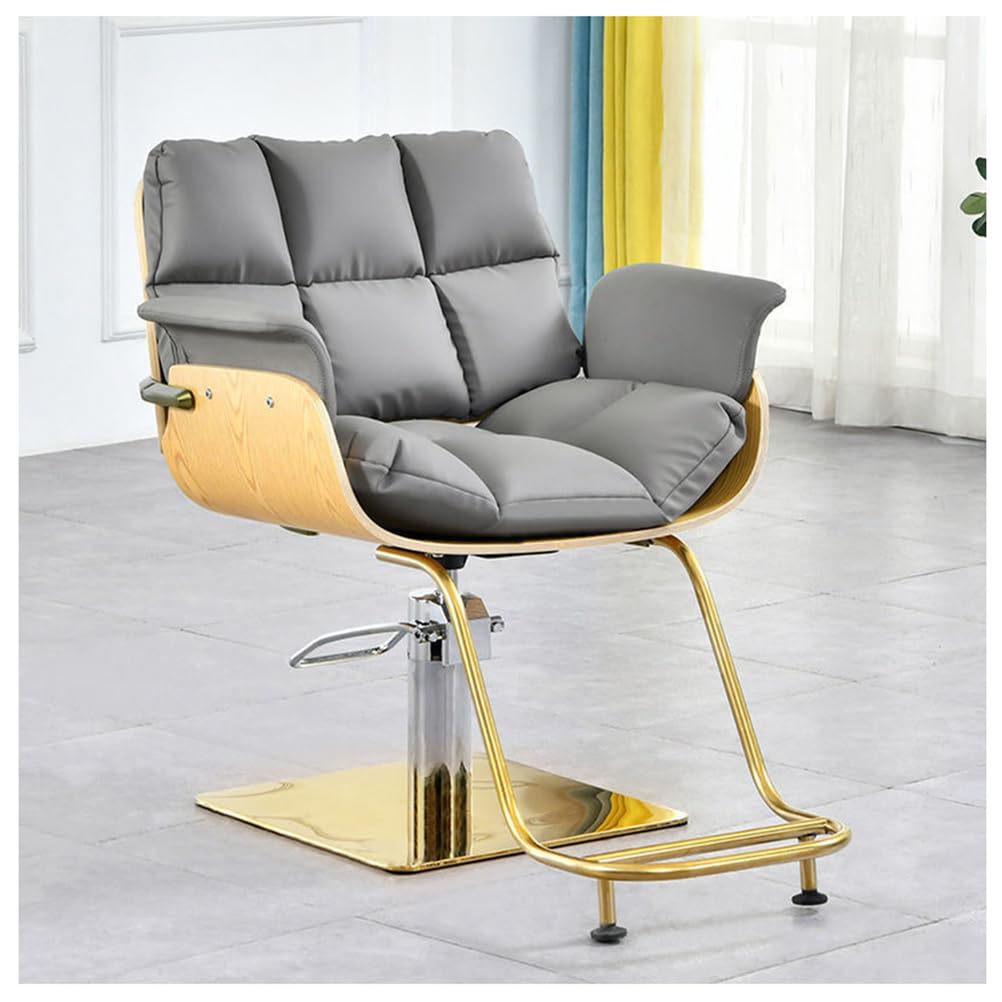 OZBMA Adjustable Hydraulic Barber Chair 360° Rotating Salon Gray Professional Height Styling for Barbershops & Salons