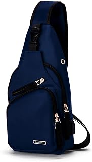 Seoky Rop Men Women Sling Backpack Nylon Water Resistant Shoulder Chest Crossbody Sling Bag with USB Charging Port