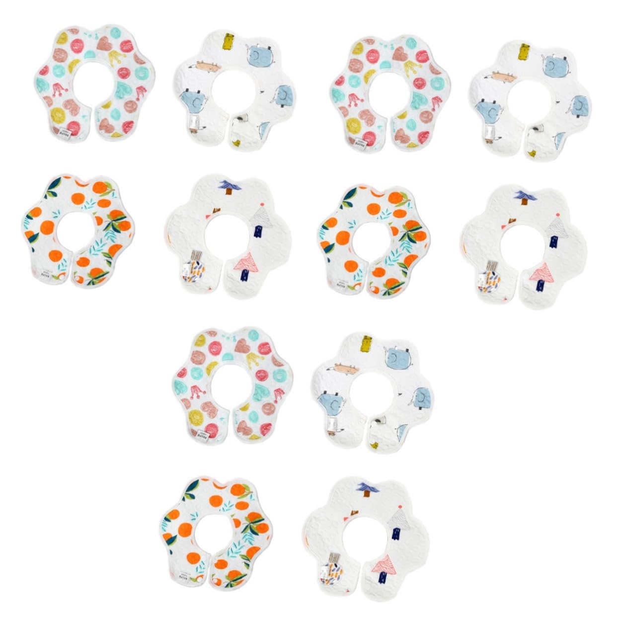 Toyvian 12pezzi Bavaglini Impermeabili Per Cotone Design Petalo e Stampa Cartone Assorbenti e Facili Da Pulire Per Evitare Macchie Di Saliva Durante Lo Svezzamento