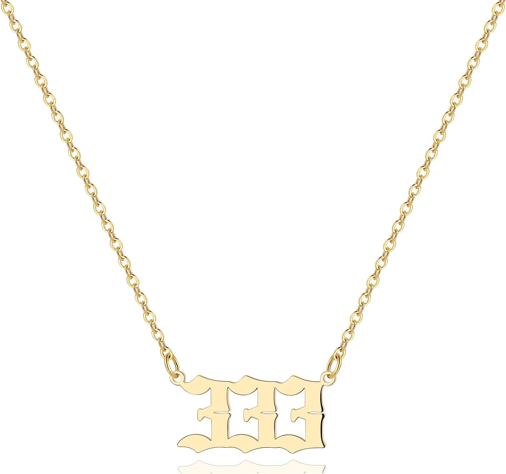 Angel Number Necklace For Women, 18K Gold Plated 000 111 222 333 444 555 666 777 888 999 Necklace Numerology Jewelry