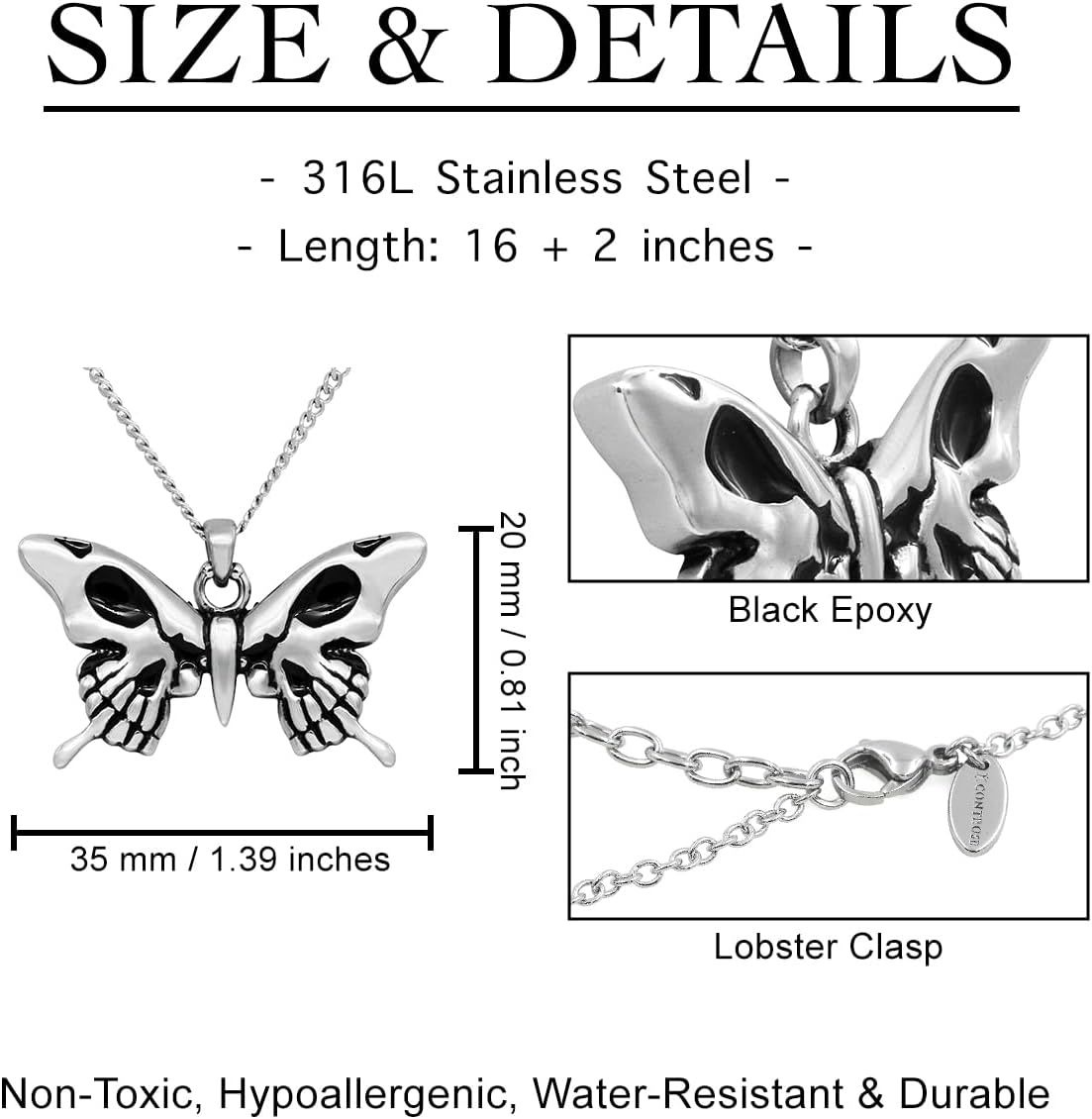Controse Skull Wings Butterfly Necklace - Image 4