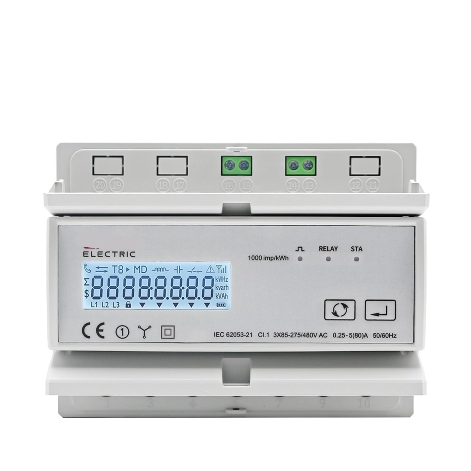 Compteur d'énergie bidirectionnel triphasé Modbus RTU WiFi 230/400VAC