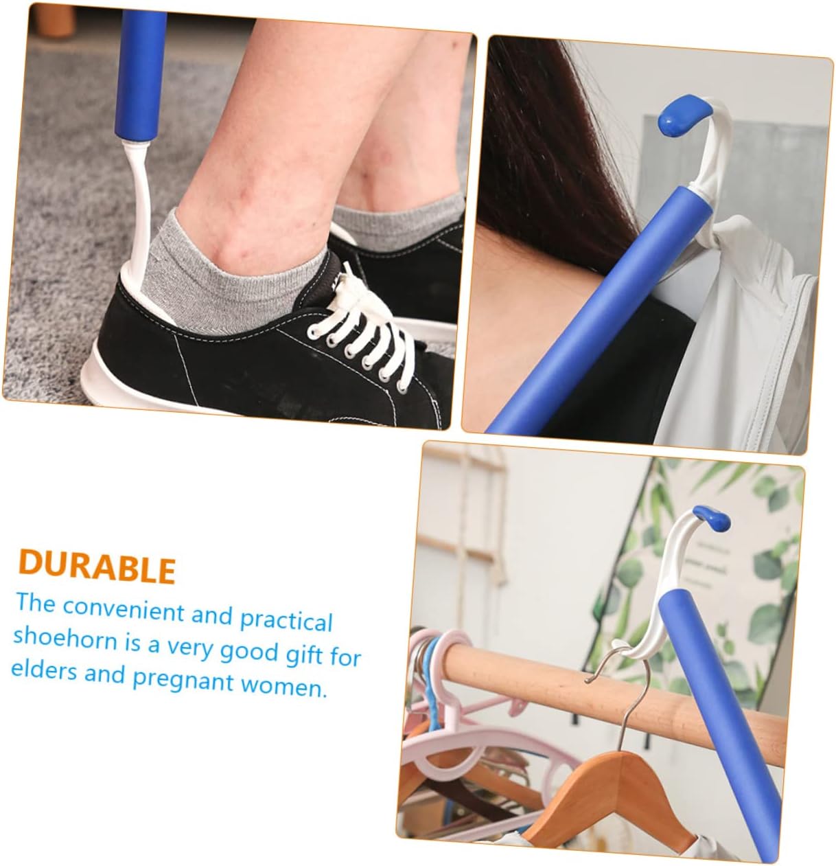 2pcs Dressing Stick for Disabled Convenient Two-one Shoe Lifter Shoehorn for Seniors Pregnant Women Handicapped Portable Practical Dressing Aid