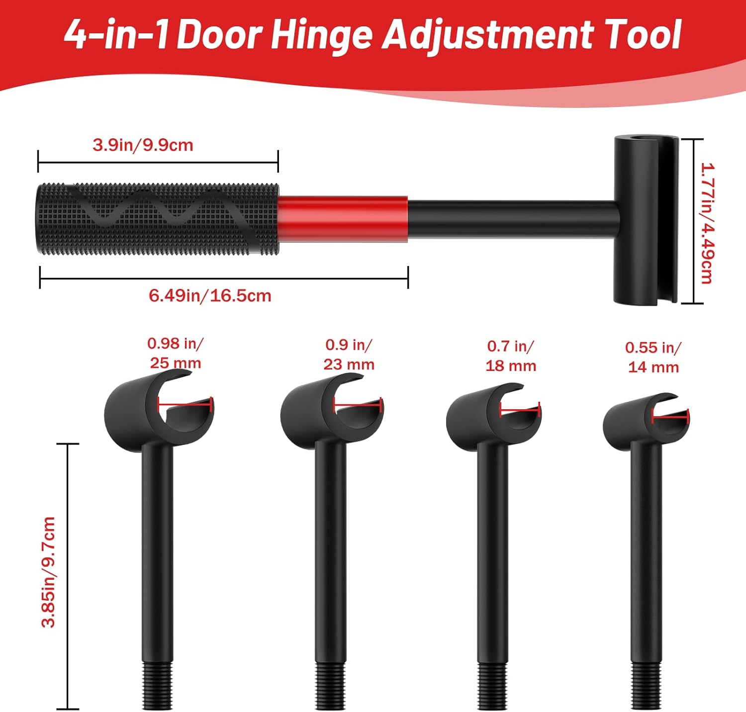 4 in 1 Door Hinge Adjustment Tool Upgraded,Hinge Gap Adjusting Wrench,Door Repair Kit for Residential and Commercial,Hinge Wrench Bender Set with Rubber Grip,Cabinet Alignment Fits 14mm-25mm Hinges