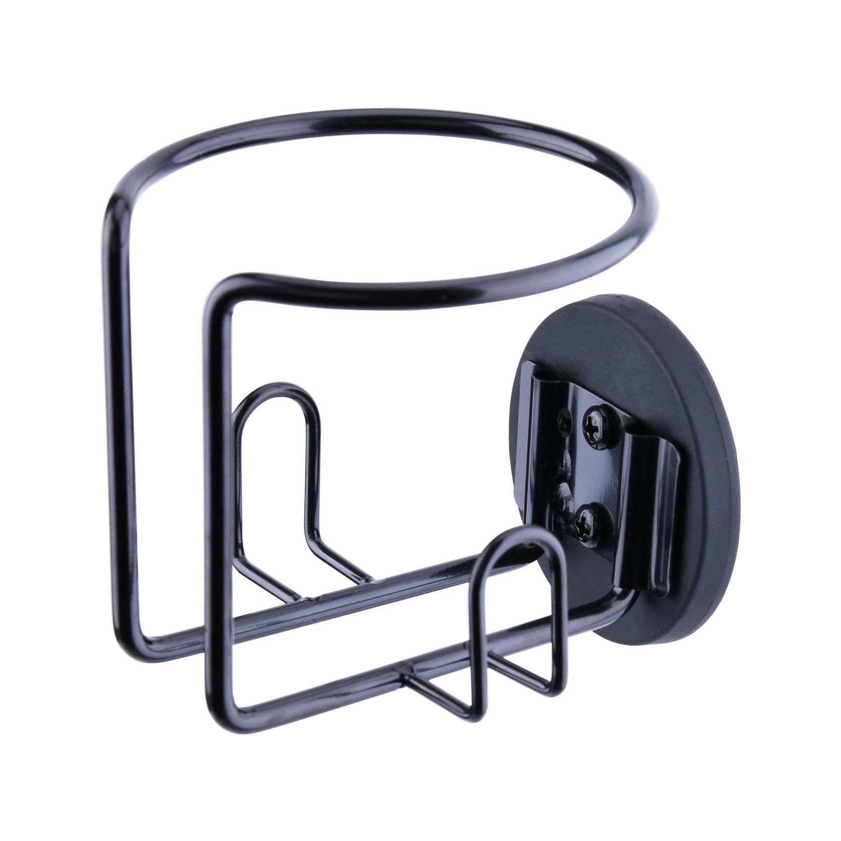 Magnetic Cup Holder with 2 Screws Mount, Rubber Covered Bus Tractor Cup Holder, Magnet Cup Holder for Bottle Drink, Black Pack of 1