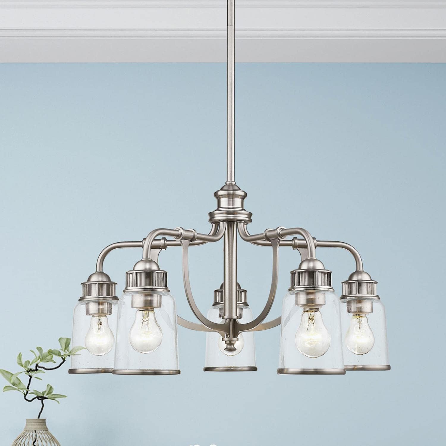 Livex Lighting 40025-91 Lawrenceville 5 Light Dinette Chandelier, Brushed Nickel
