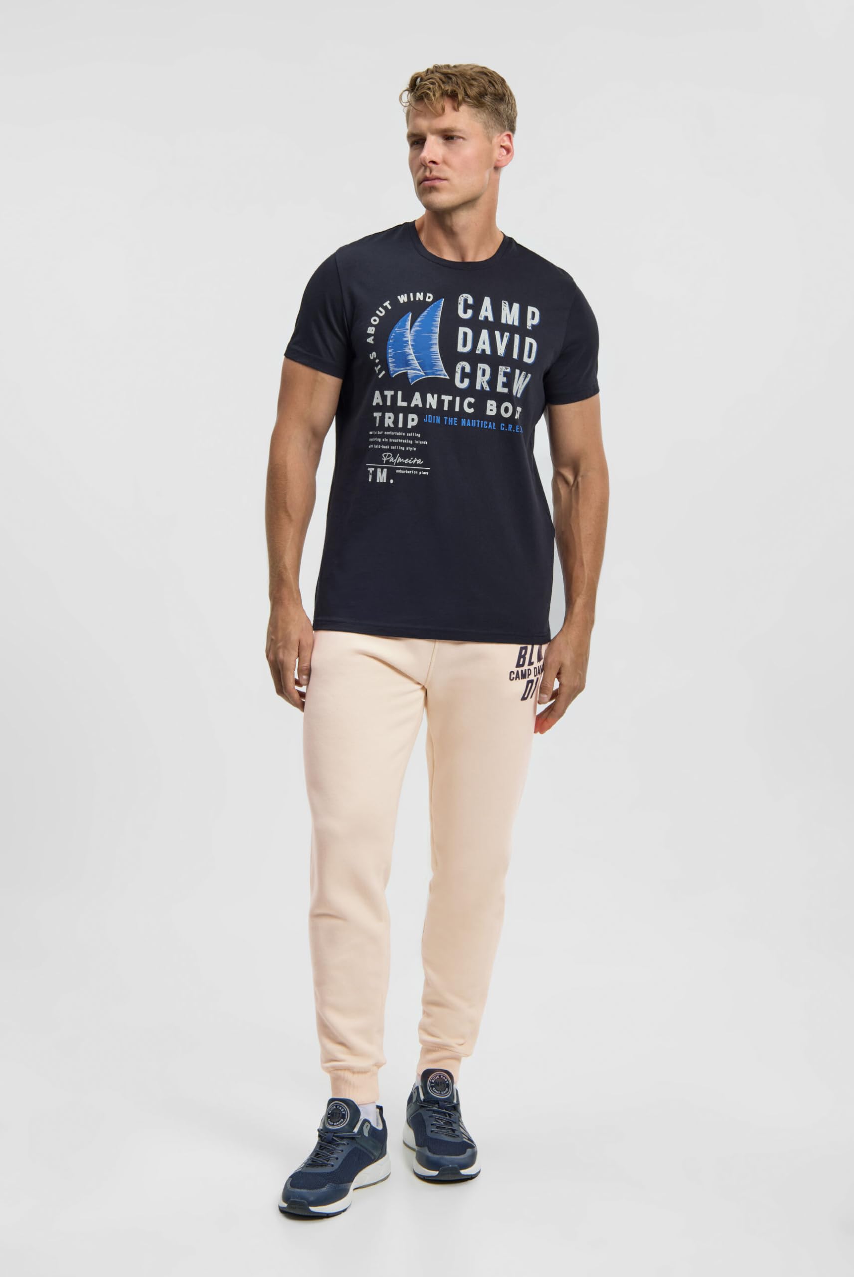 Camp David Camiseta para hombre con estampado de etiqueta