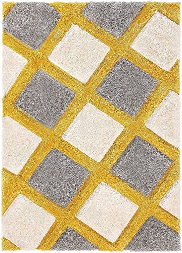 Image of Shaggy Rugs 12 x 16 Feet Soft and Cozy Carpet for Living Room & Hall, Bedroom, and Kids Room Non-Slip, High Pile, Machine Washable, Perfect for Any Room (Silver Yellow)