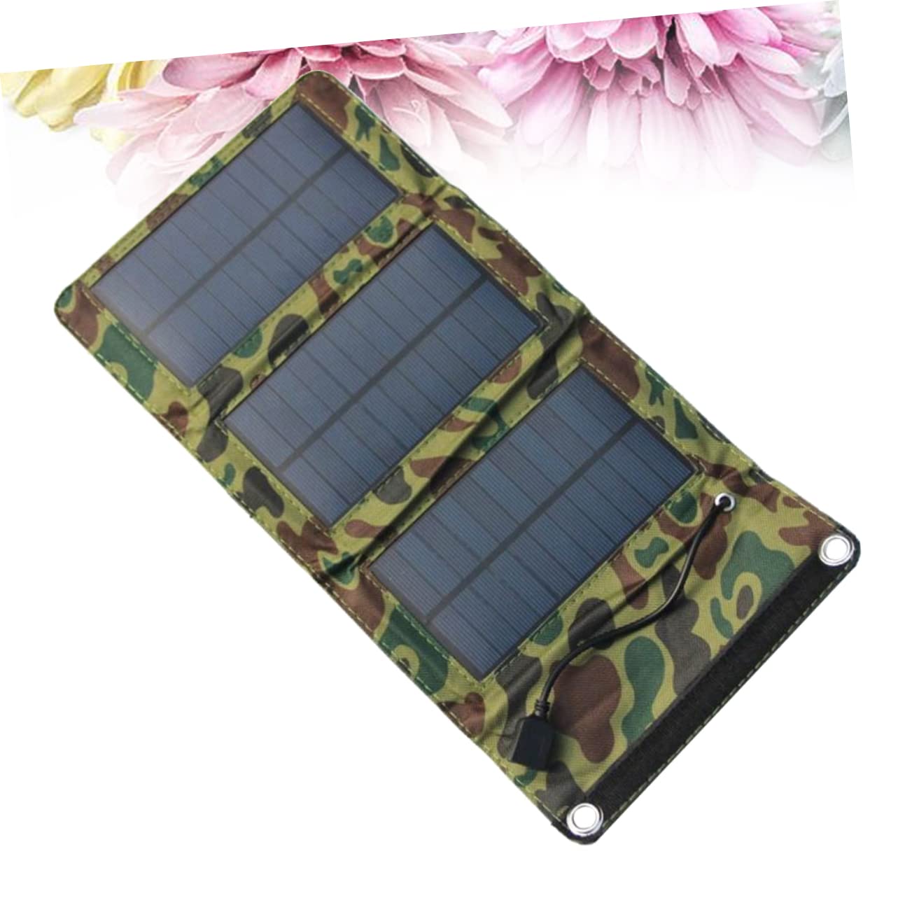 KALLORY 5w Foldable Solar Panel Charger USB Output for Outdoor Camping Hiking and Emergency Use Compatible Phones and Tablets Camouflage