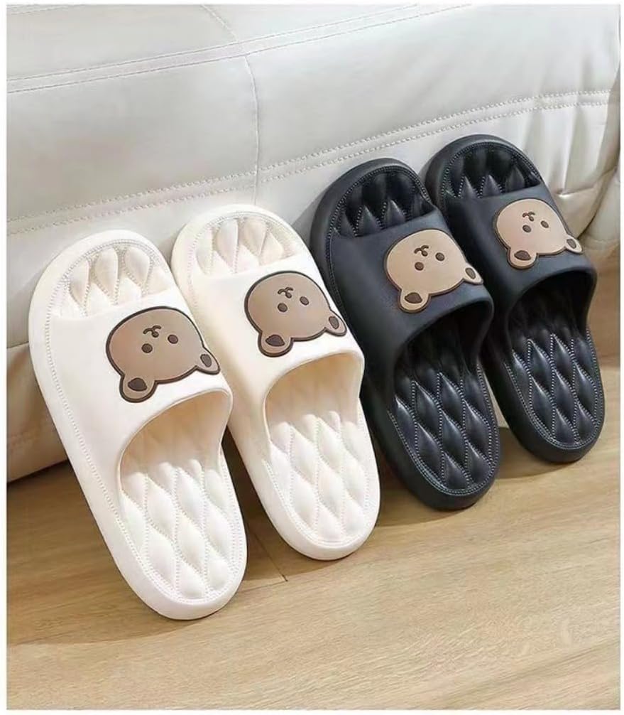 スリッパ レディース Pantuflas Para Mujer キュート スマイル フェイス スライドサンダル 夏用, ホワイト,