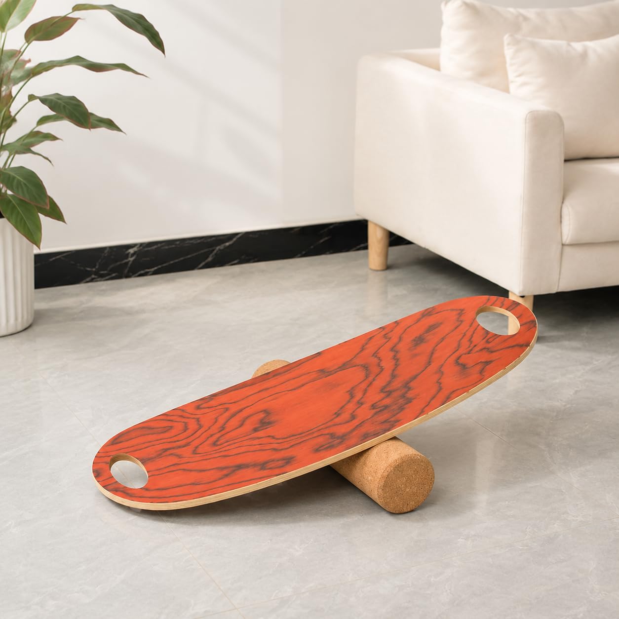 Balance Board in Legno Composito, Tavola Proprioceettiva con Rullo in, Pedana di Equilibrio Portatile per Adulti e Bambini