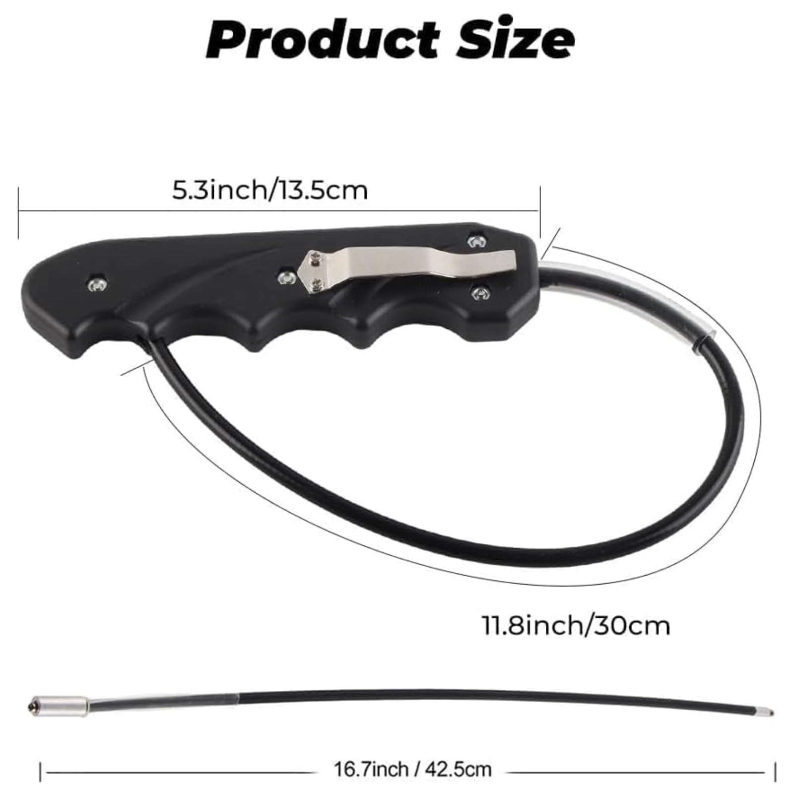 DEWIN Látigo portátil, látigo de autodefensa de 16,7 pulgadas, látigo de motocicleta, ligero, multiusos, negro con mango de ABS y cuerda de acero inoxidable para combate, seguridad del coche personal