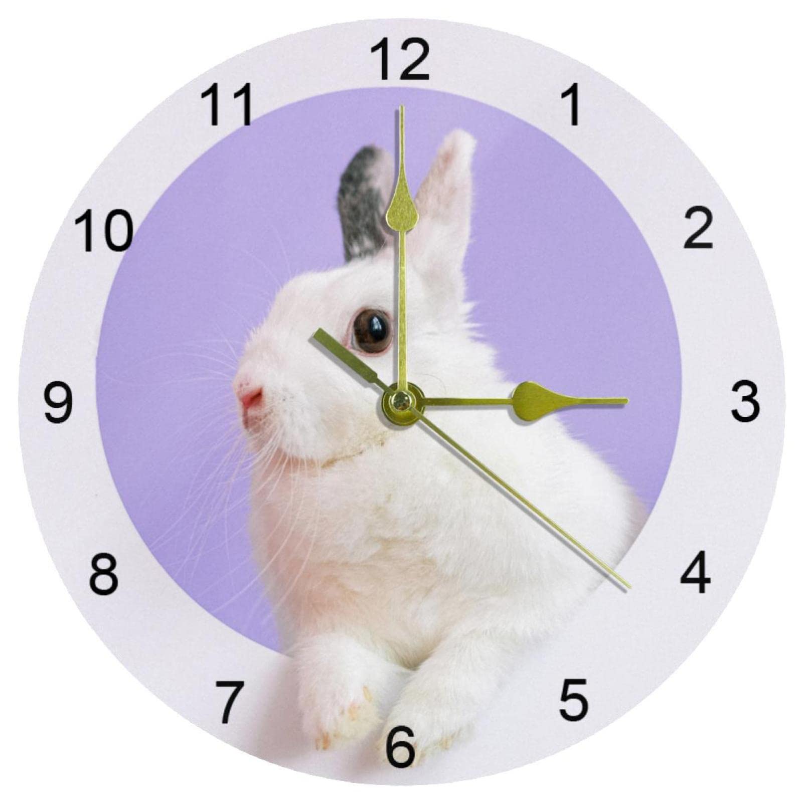 Horloge murale lapin 25cm silencieuse avec chiffres arabes pour un decor moderne