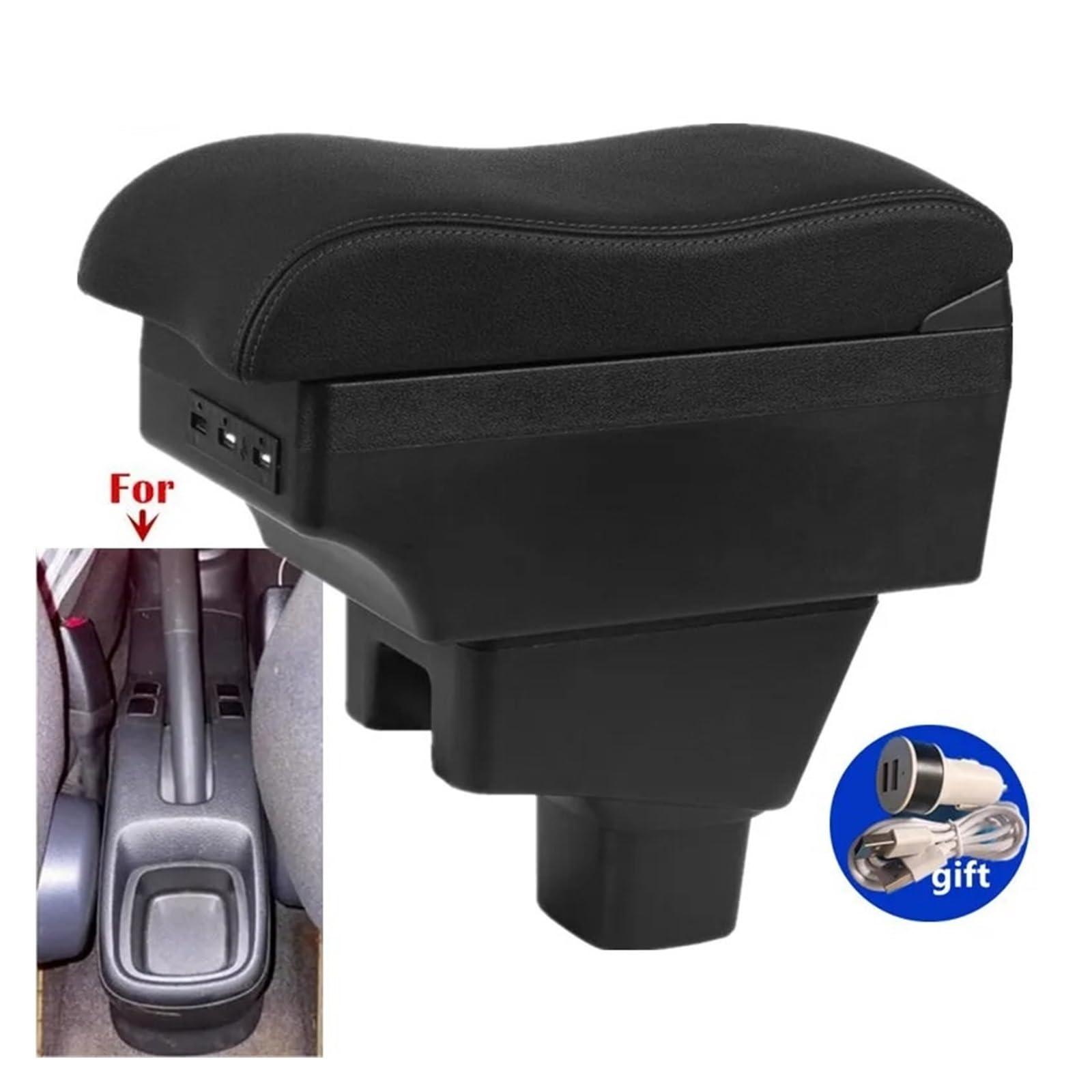 Box Bracciolo Console Centrale Per SUZUKI SX4 2007-2019 Bracciolo Box Storage Dedicato Ricambi Retrofit Accessori Interni Auto Bracciolos centrales auto(A Black line NO USB)