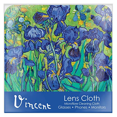 Quality Microfiber Lens Cleaning Cloth - 6”x6” - for Eyeglasses, Sunglasses, Phones, Screens, Blue-Light Glasses, Monitors - Fine Art Design - Van Gogh Irises