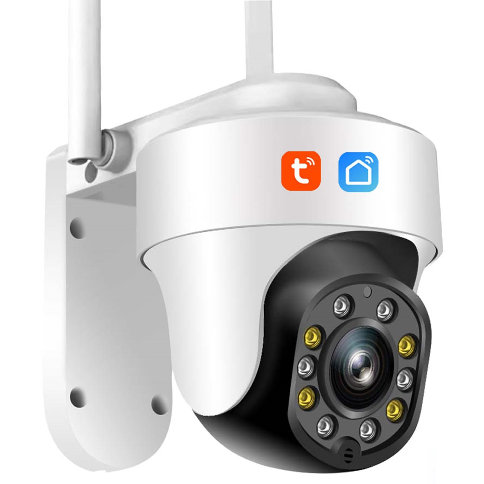 Tuya Smart Life Caméra IP WiFi, caméra de sécurité extérieure PTZ à Vision Nocturne 5MP, détection Humaine, Surveillance vidéo à Suivi Automatique,Camera+64g