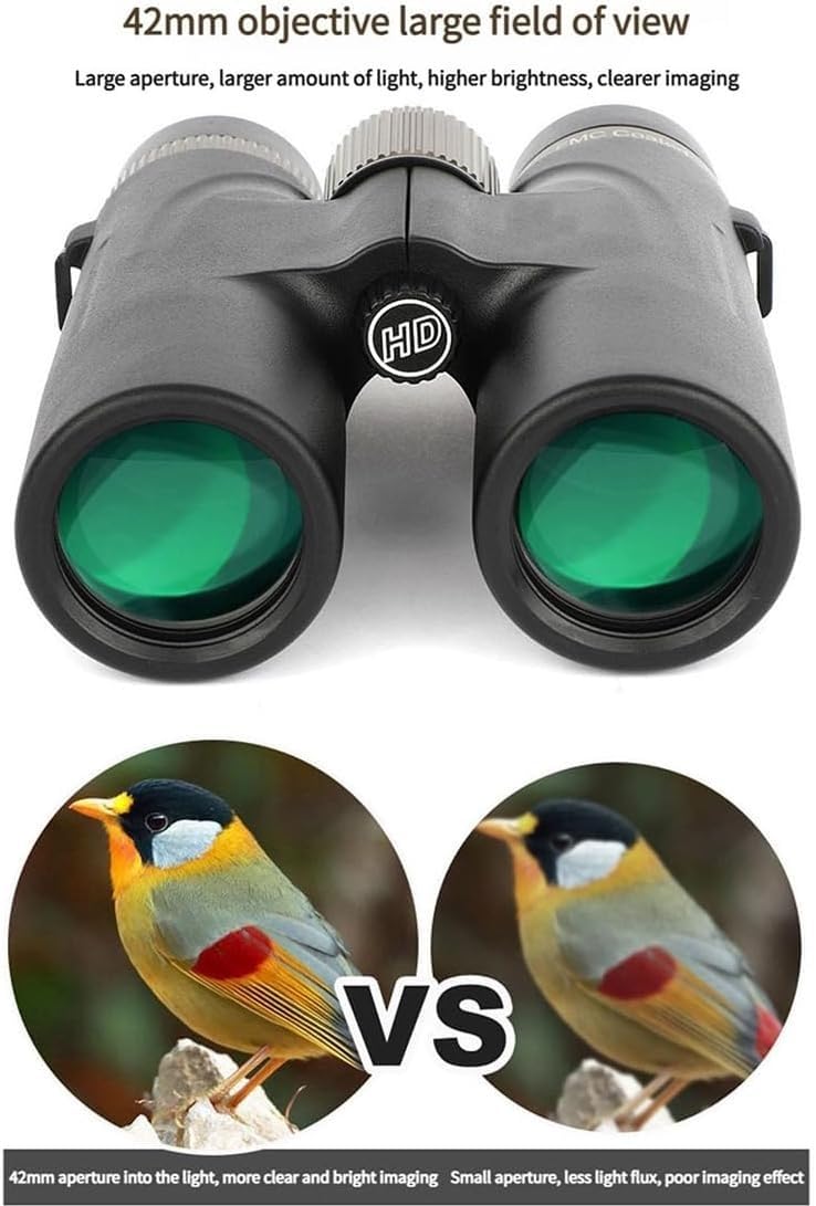 Warmax Binocolo, HD12 x 42 adulti ad alto ingrandimento, ideale per birdwatching, viaggi, osservazione delle stelle, caccia, visione più ampia, concerti, messa a fuoco intelligente (nero con Ph mobile