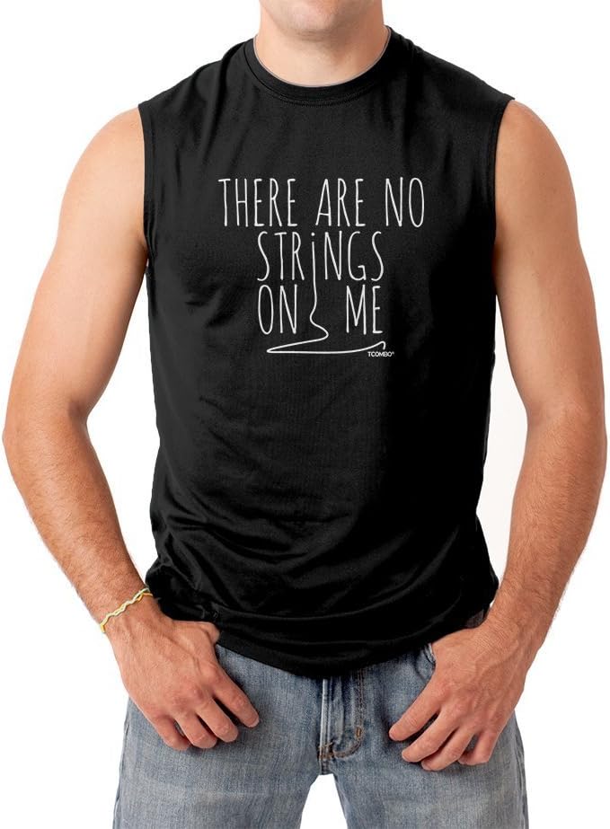 There are No Strings On Me Men's Sleeveless Shirt (Black, XX-Large)