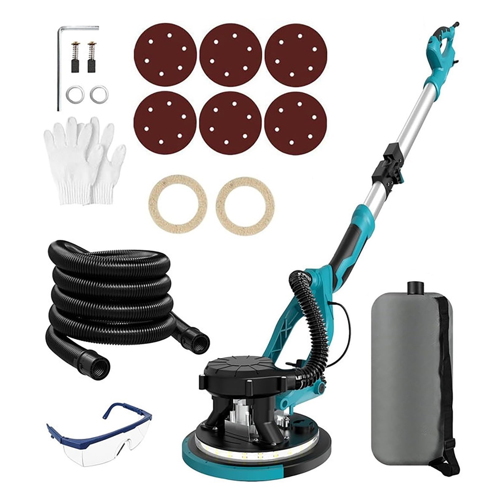 Wafohsr One Color 1250W Electric Drywall Sander Wall Grinding Machine Putty Dustless Self Suction Grinning Portable Polishing Auto Dust Powerful Motor