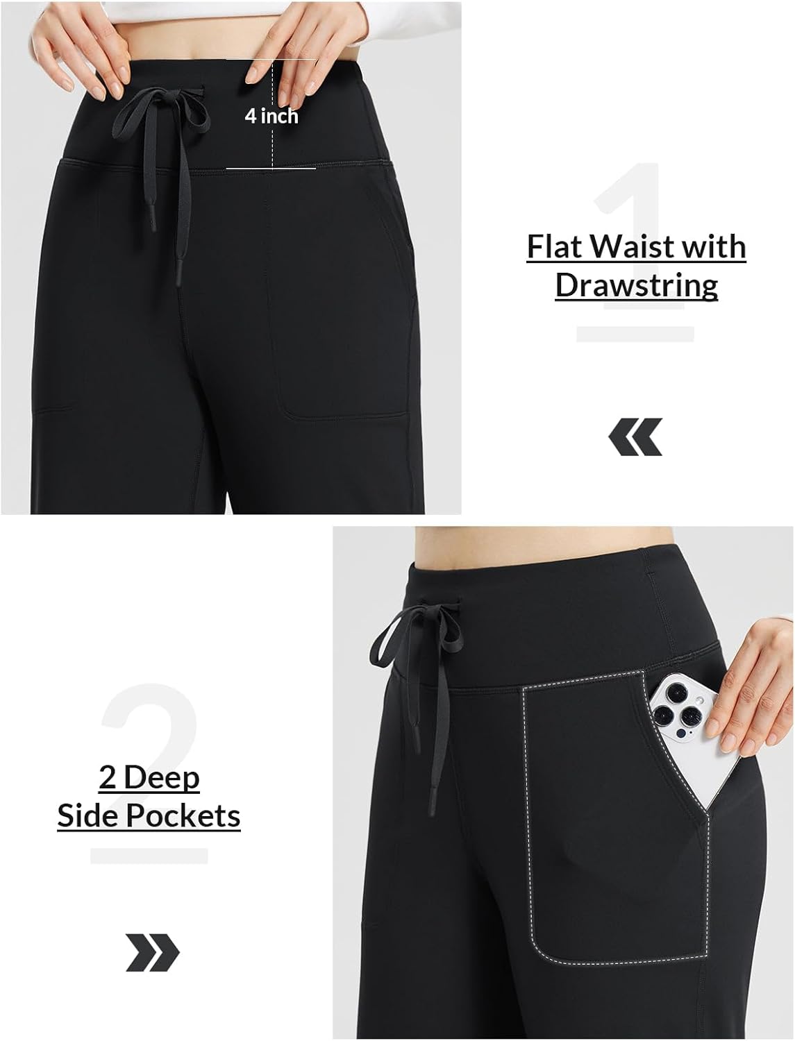 baleaf Womens Winter Pants Fleece Lined Wide Leg Sweatpants with Pockets Warm Yoga Lounge Drawstring