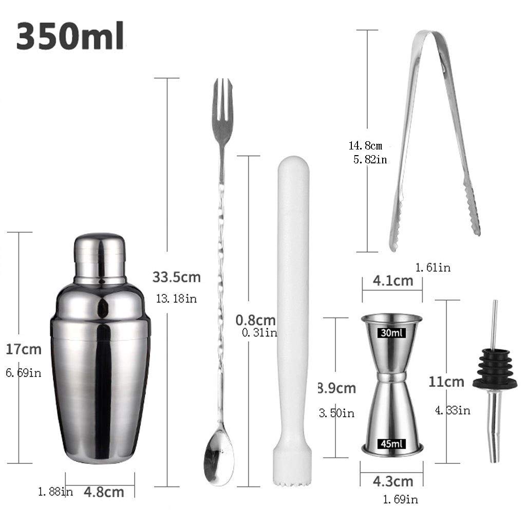 Kit Cocteleria 6 pieza Shaker Set for los camareros o Mixologists - Home Bar Set de accesorios, de acero ciencia de la mezcla camarero Kit inoxidable con coctelera, coladores, aparejo, Muddler for cóc