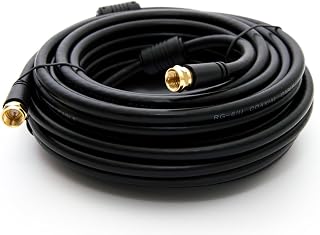 Premium X Basic-LINE - Cable de antena para TV (25 m, conector F, cable coaxial con filtro de corriente HDTV 4K, color negro)