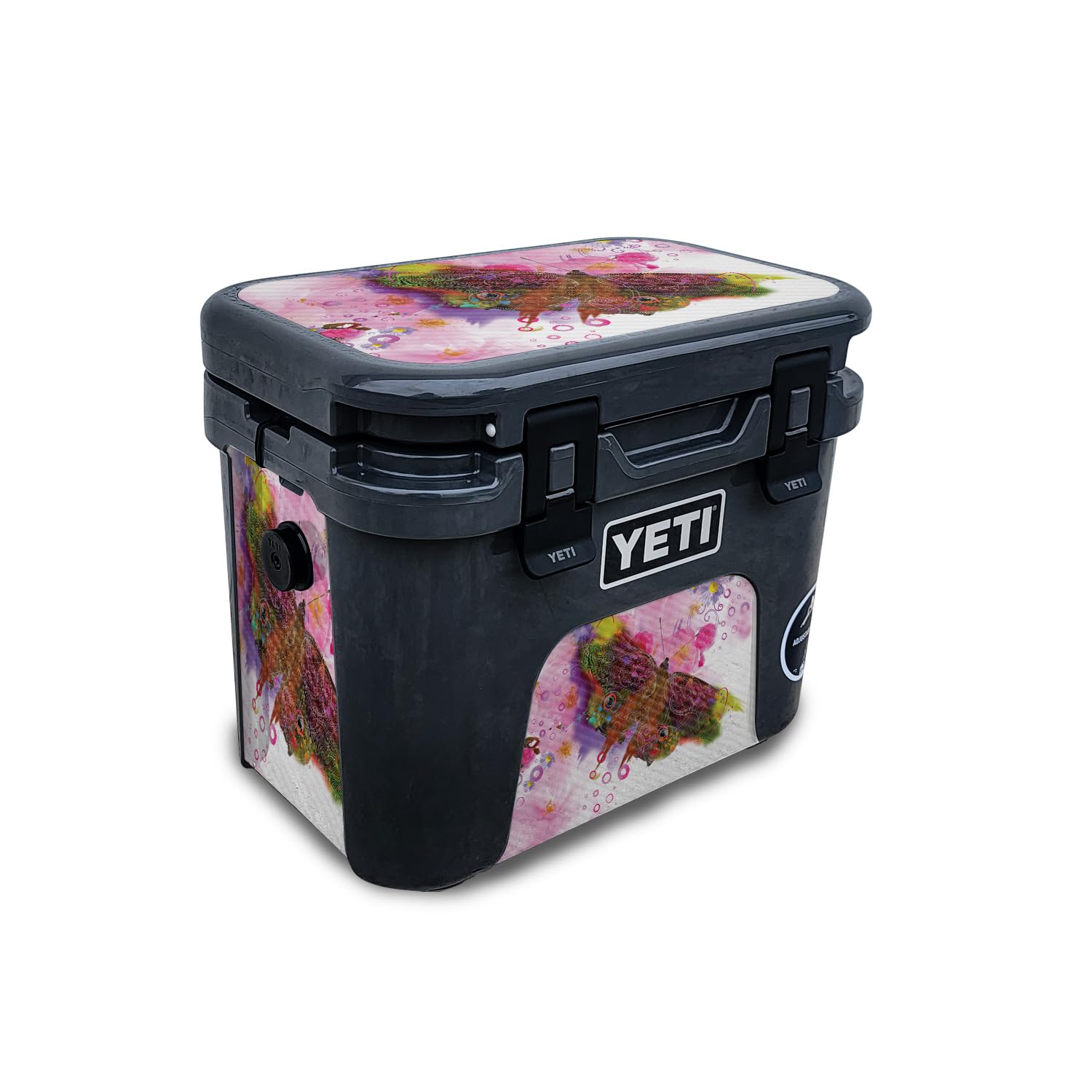 Carbon Fiber Cooler Skin Compatible with Yeti Roadie 15 Hard Cooler - Hippie Butterfly - Premium 3M Vinyl Protective Wrap Decal Cover - Easy to Apply | Crafted in The USA by MightySkins