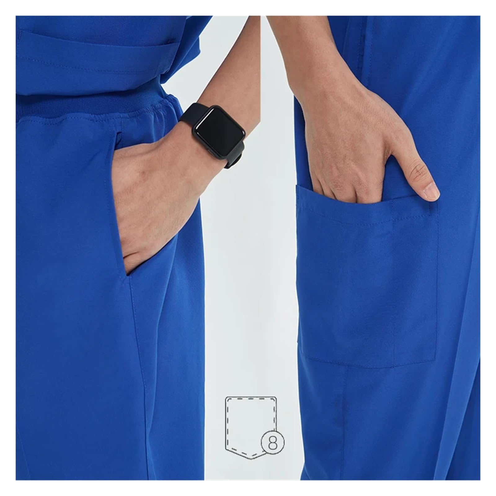 Uniforme Sanitario Hombre Conjunto de pantalón de chándal Superior, Ropa de Trabajo quirúrgica elástica, Traje de Dentista, Traje de enfermería, Traje de médico(Powder Pink,M)