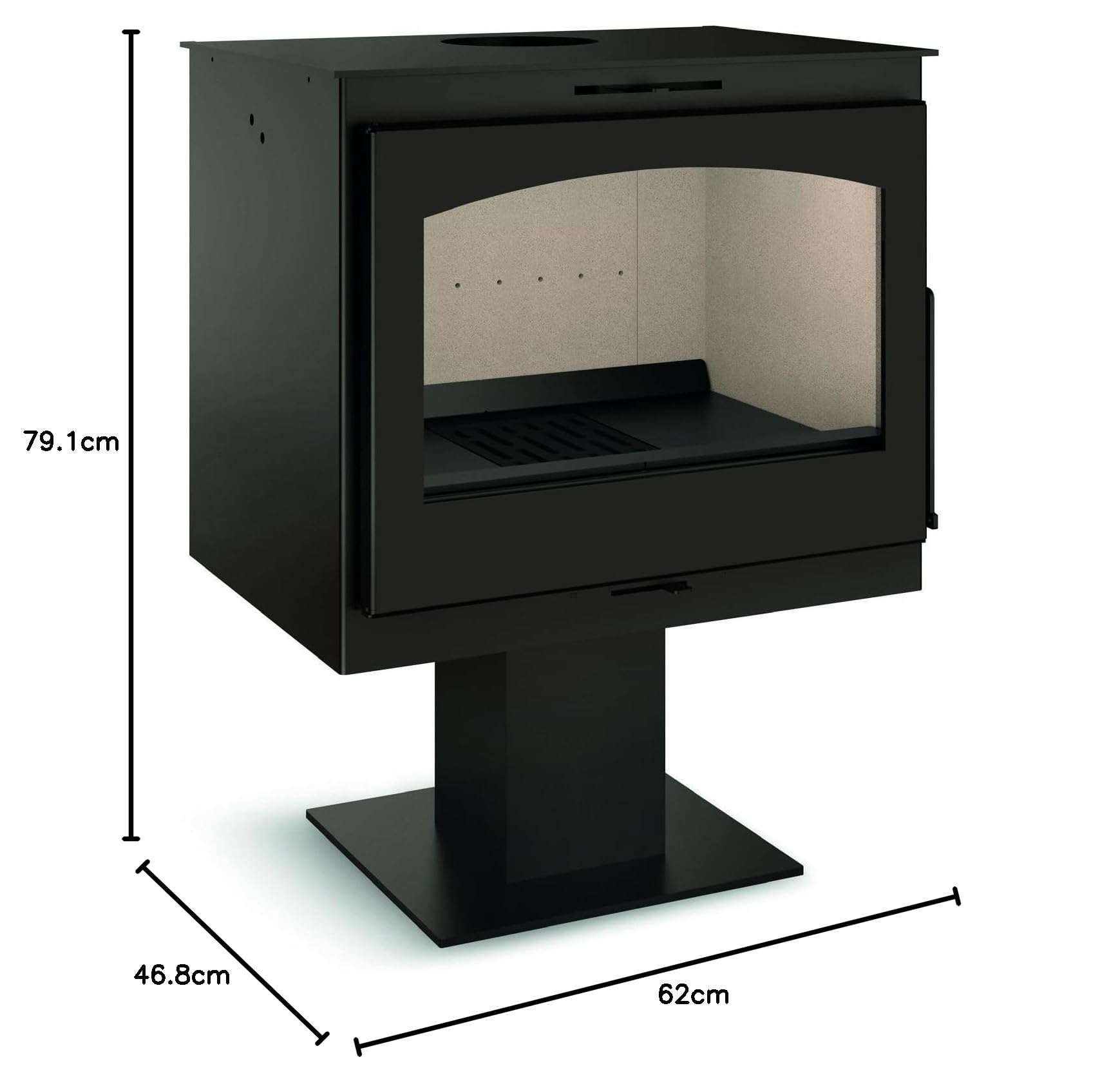 TJ - Estufa de Leña Modelo Mila PIE Central de 7,2 kW