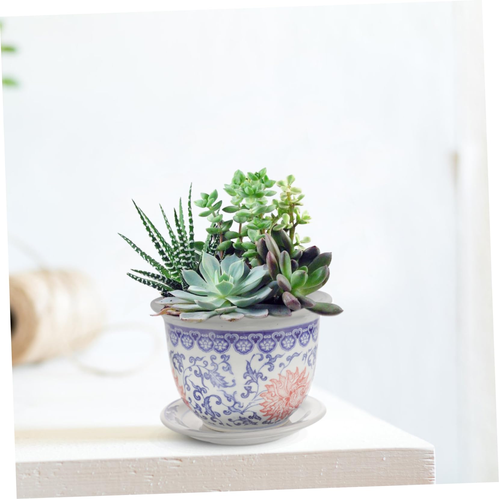 1zestaw Ceramiczny Doniczka z Podstawką Zewnętrznej Średnicy Idealna Do Sukulentów i Kaktusów Do Ogrodu Balkon i Wnętrz z Otworem Odpływowym Oszczędza Miejsce