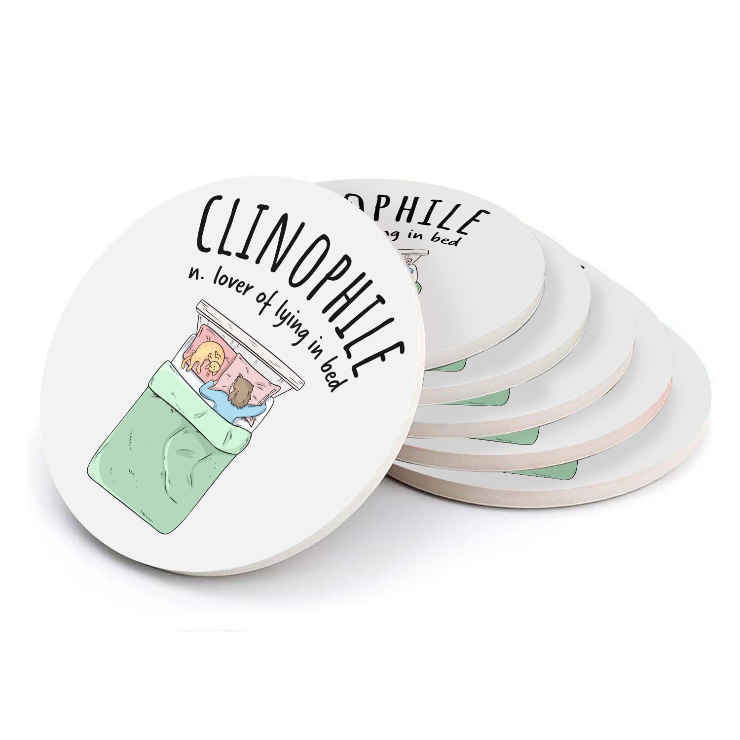 Dessous de verre céramique chat : Idée cadeau originale et utile - Lot de 6