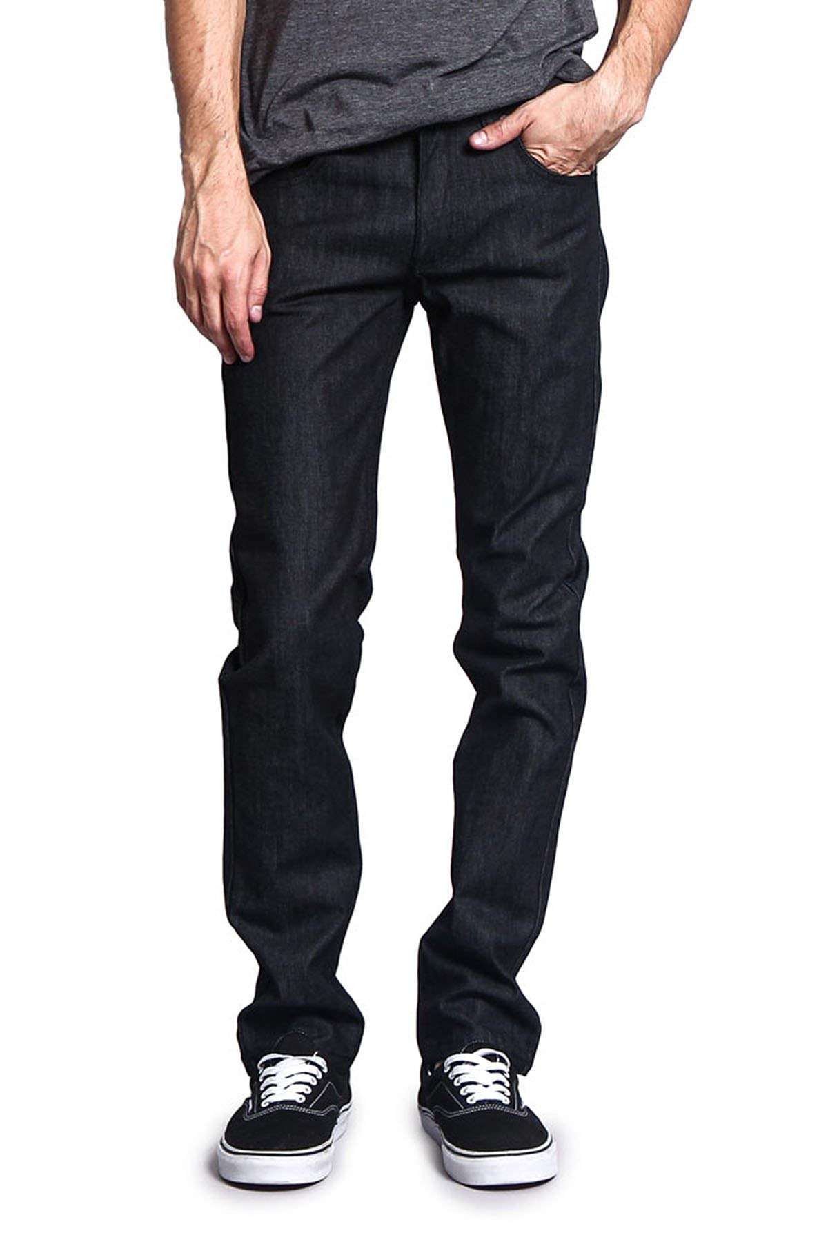 Victorious Mens Skinny Slim Fit Stretch Raw Denim Jeans