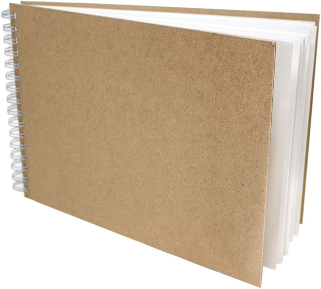 Artway Flat White Recycled Multimedia / Mixed Media Sketchbook - 250gsm - A4 Landscape - 30 Pages/60 Sides, Brown
