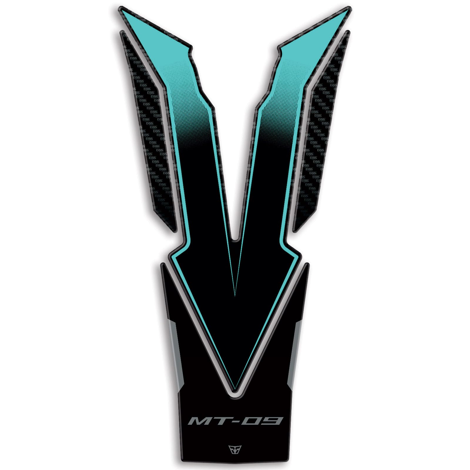 Resin Bike naklejki moto kompatybilne z Yamaha MT-09 2024 Midnight Cyan. Ochrona zbiornika paliwa przed uderzeniami i zadrapaniami. żywiczne naklejki z efektem 3D, wyprodukowane we Włoszech