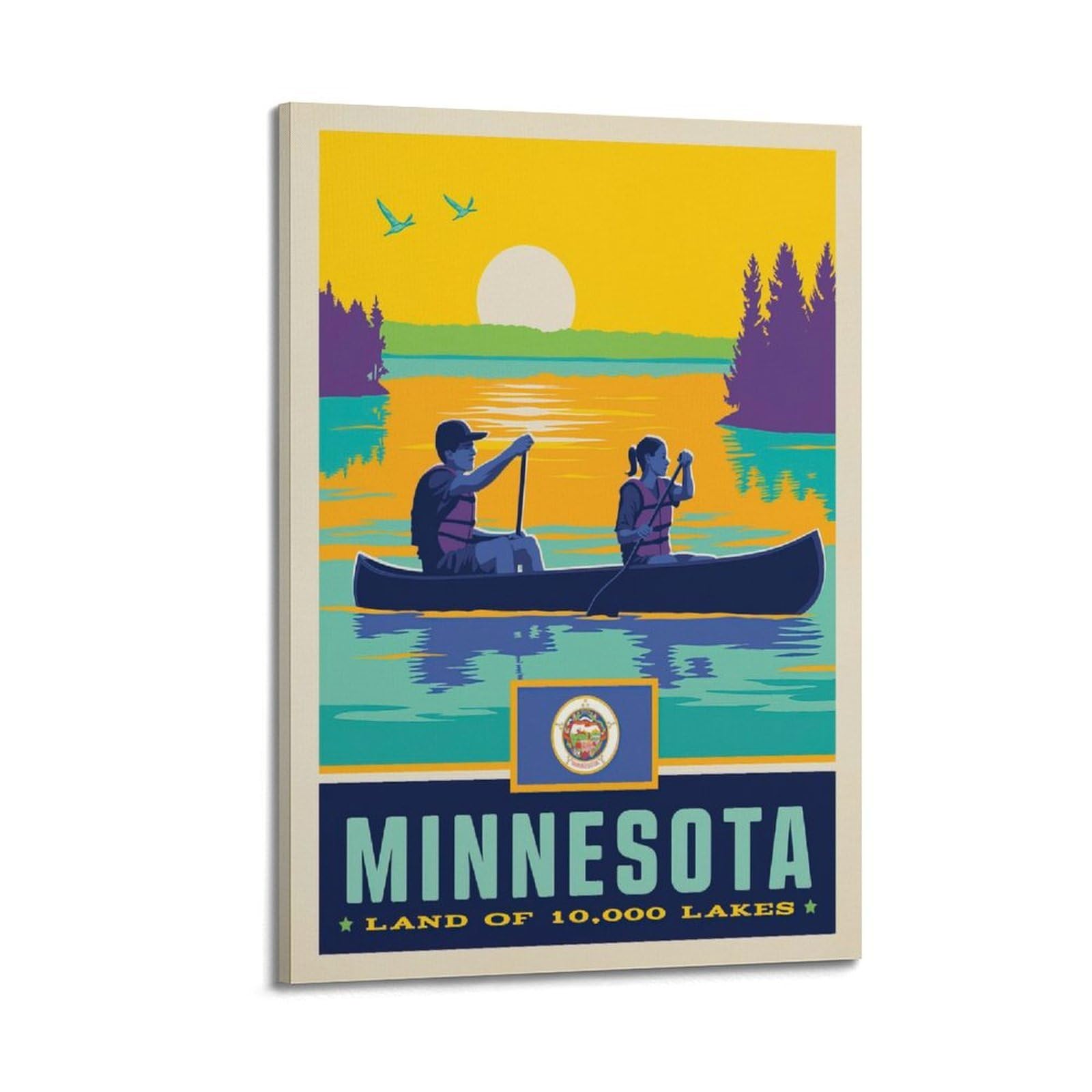 DLJGDS Vintage Travel Posters Minnesota State Pride Decorative Painting Canvas Wall Posters And Modern Family Bedroom Decor 24x36inch(60x90cm)