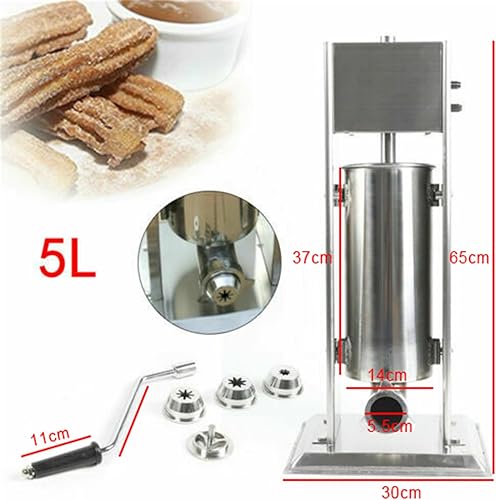 Miniatura 3 de LIYUANJUN Máquina manual de churros resistente, 5L1.3 galones para hacer churros comerciales con 4 boquillas de acero inoxidable manual para hacer