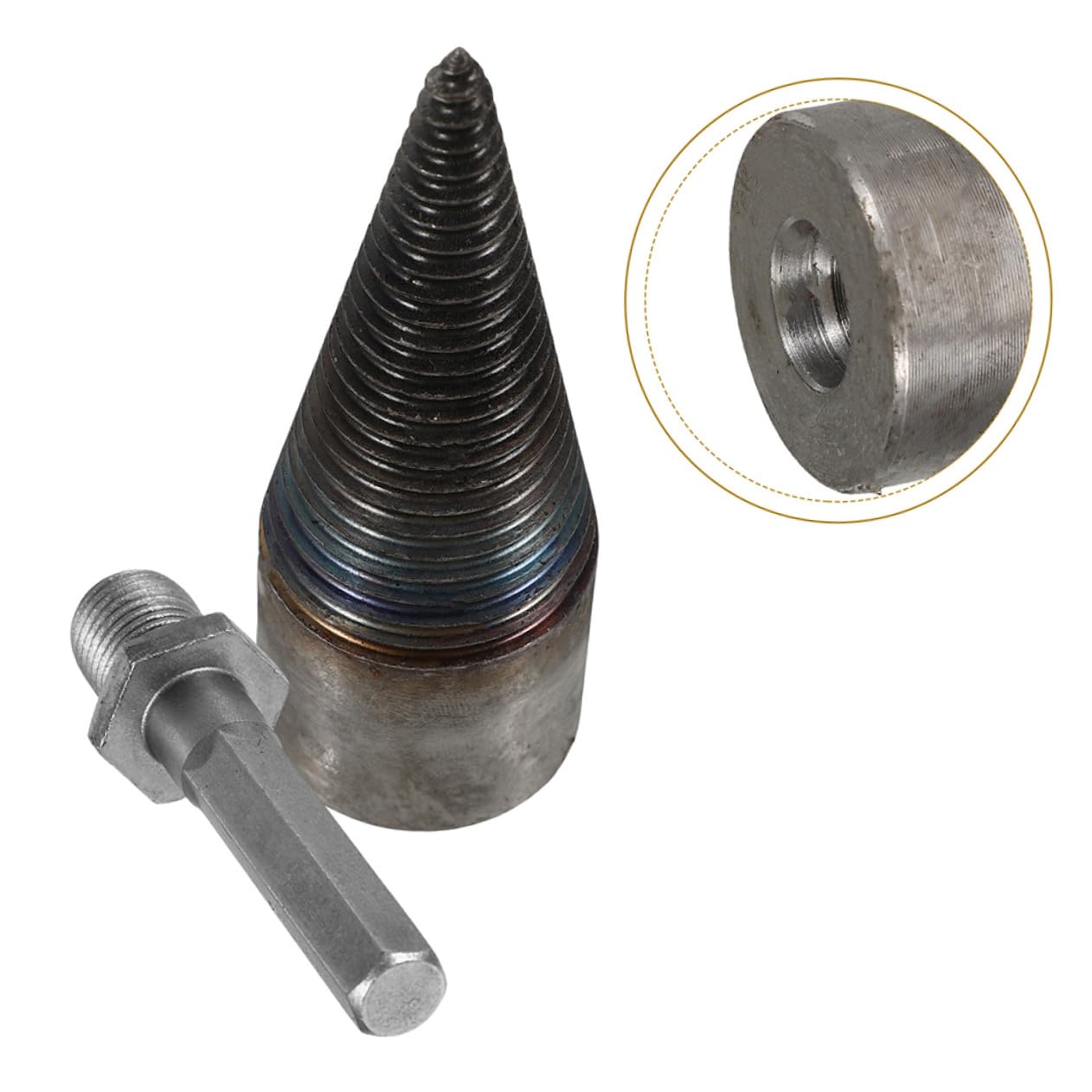 Punta per Spaccalegna in Acciaio ad Alto Carbonio 42mm per Trapano, Utensile Pesante per Spaccare Legna Funzionamento Semplice ed Uso Facile per Splitting Legna da Ardere