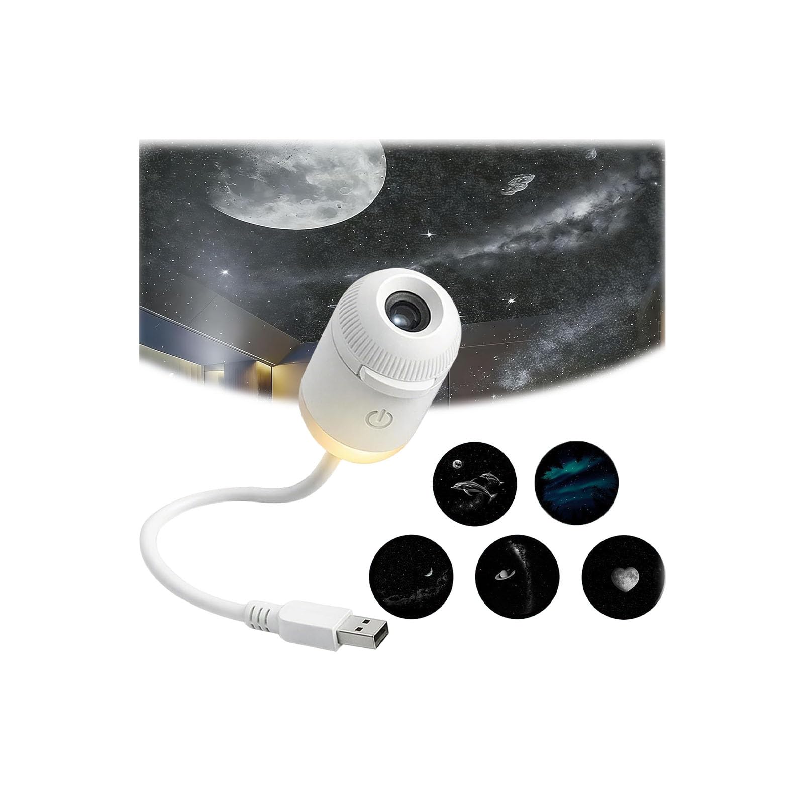 2026 New 2-in-1 Galaxy Projector Night Light with Multiple Projection Films, 2-in-1 USB Night Light & Galaxy Projector for Bedroom, Warm and Soft Lights (White-5 Projection Films) — view 8