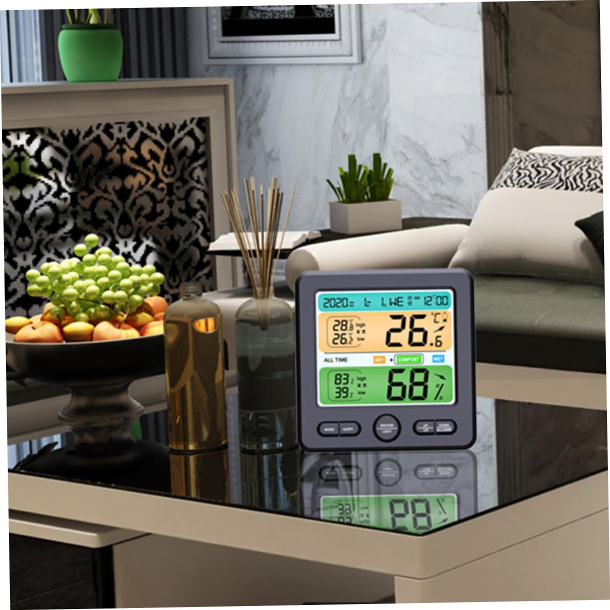 Reloj Termómetro e Higrómetro Pantalla Digital Medidor De Humedad y Temperatura Para Casa