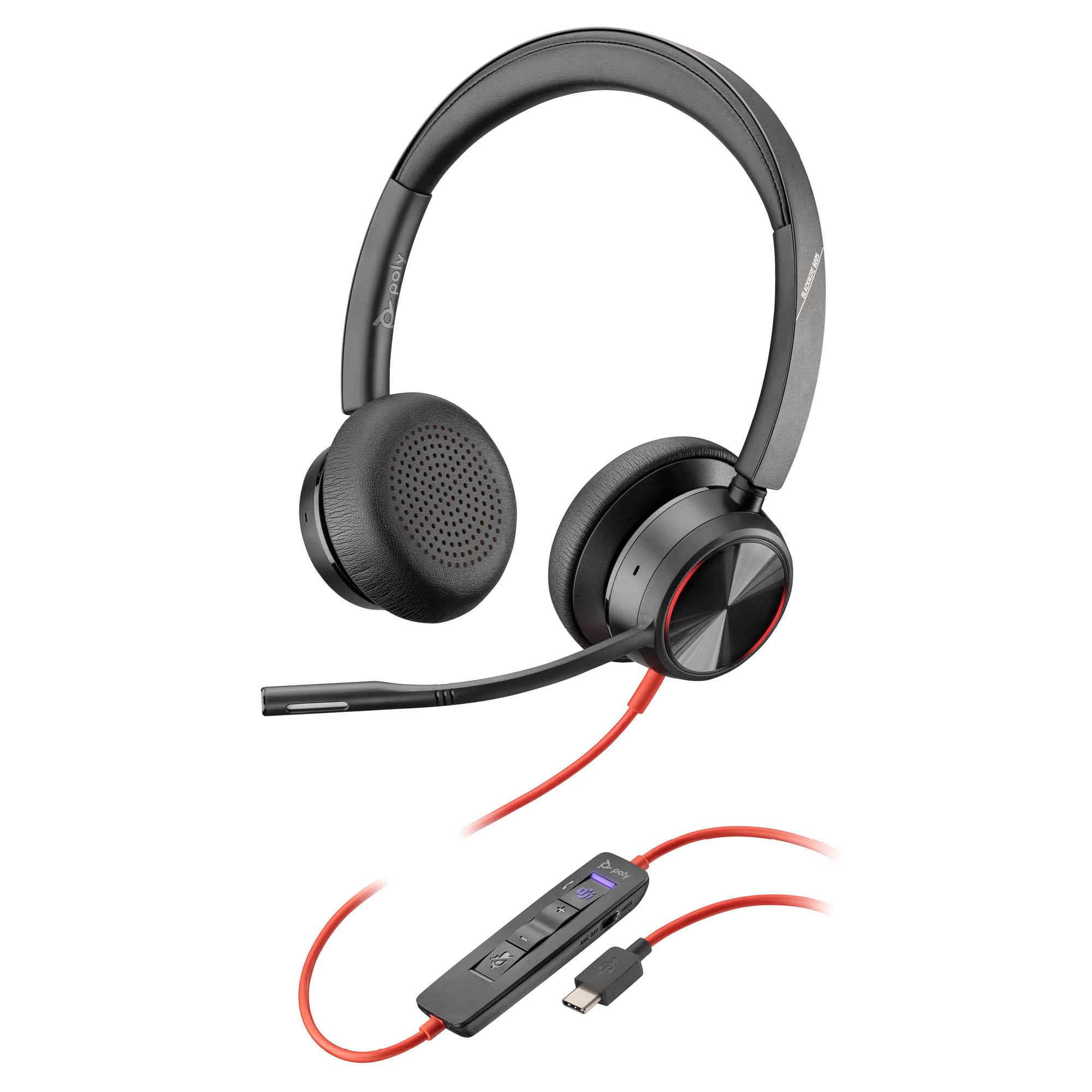 Auricular Poly Blackwire 8225 de primer nivel con cable - Cancelación activa de ruido - Estéreo de alta fidelidad - Se conecta a PC/Mac - Certificado para Microsoft Teams
