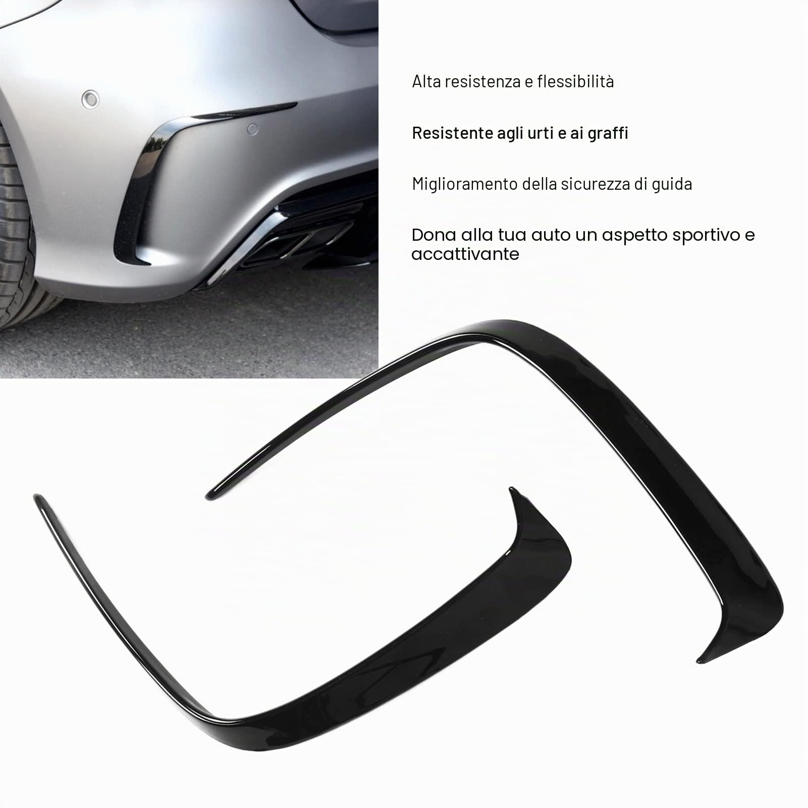 Spoiler per Paraurti Posteriore, Coppia Minigonne Paraurti Posteriore in ABS Nero Brillante Ricambio Aerodinamico per W176 A45 2013-2018