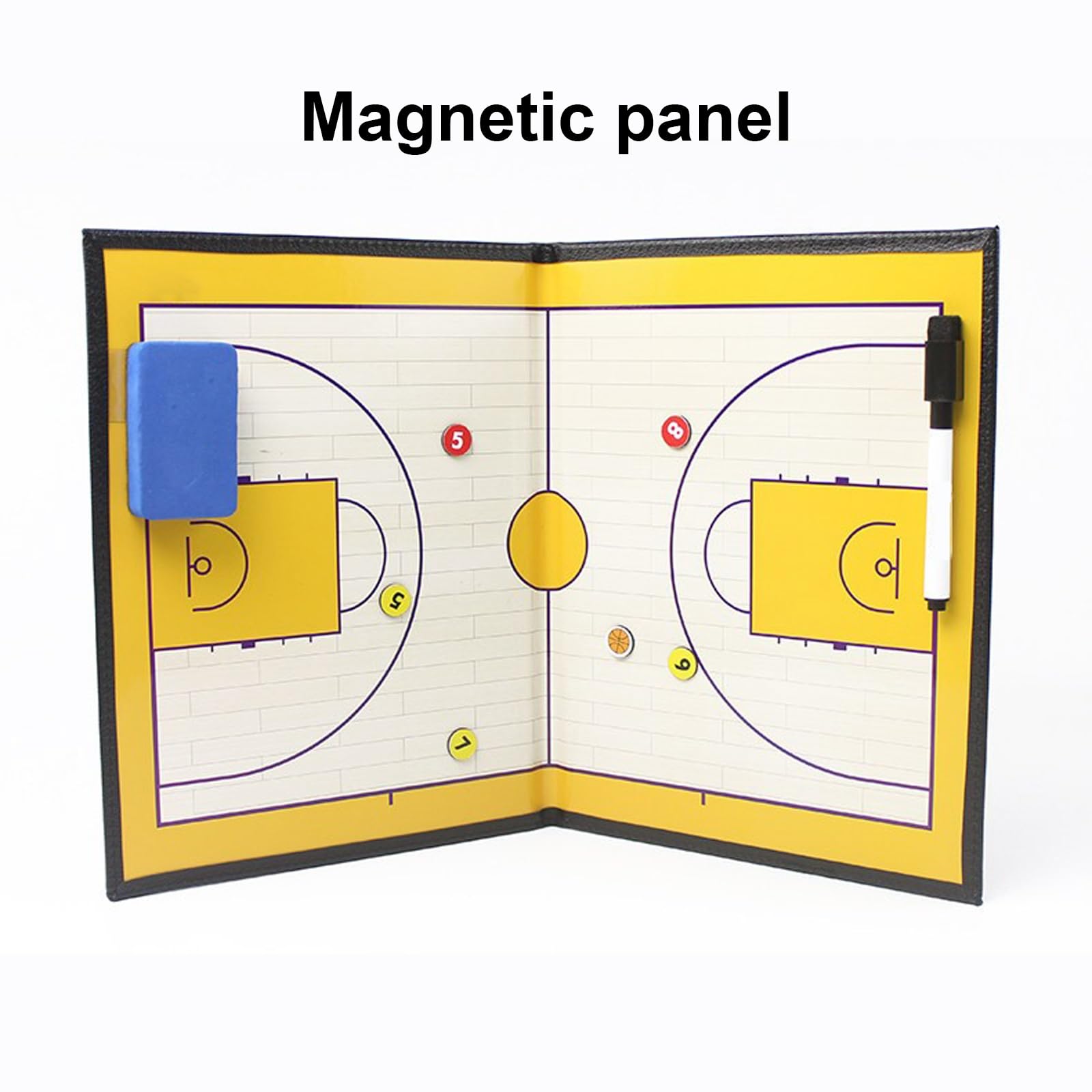 Magnetische Basketball-Coaching-Taktiktafel, Tragbares, Trocken Abwischbares Basketball-Klemmbrett for Trainer, Glatte Schreiboberfläche, Spielermarkern, Stift und Radiergummi