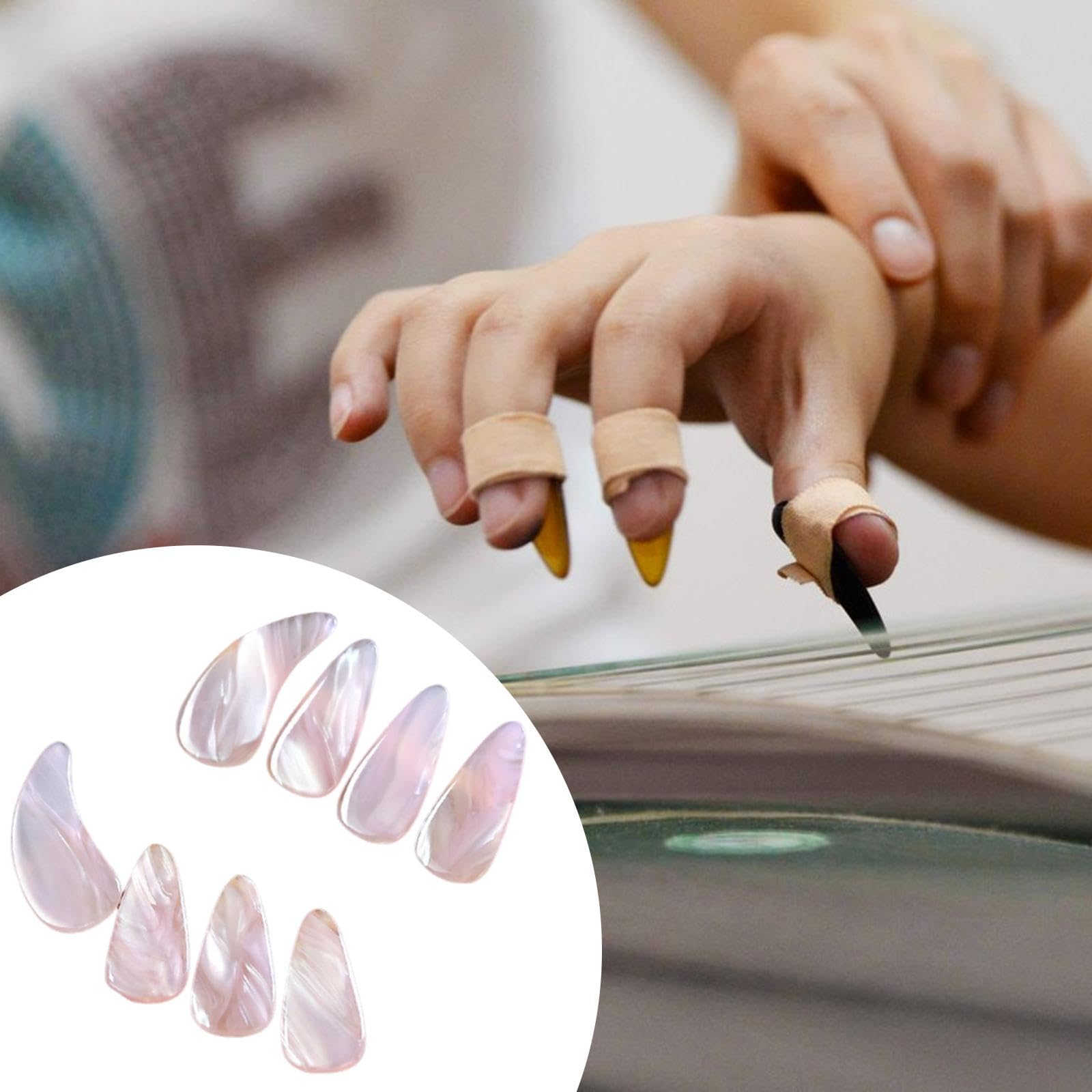 8 Stück Guzheng Finger Picks Erwachsene Professionell Doppelseitig Gebogene Fingernagelschutz Kompakt Und Stabil Aus Pp Angenehmer Sitz für Konzert Pr, Style A
