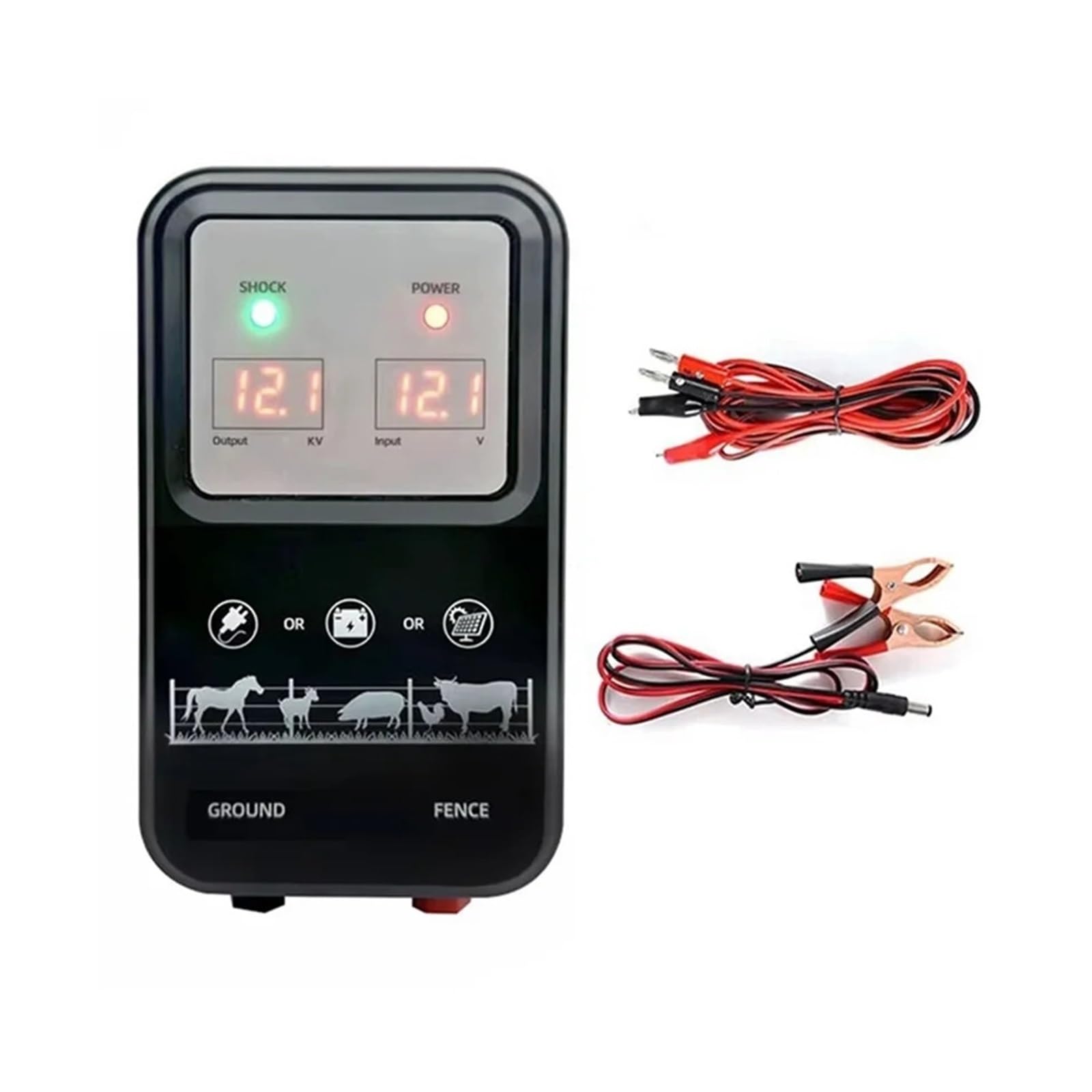 Pastor Electrico, Energizador de Cerca eléctrica de 10 km for Ganado Vacuno, ovino y equino. Kit de Transformador de pulsos for ganadería (12 V).
