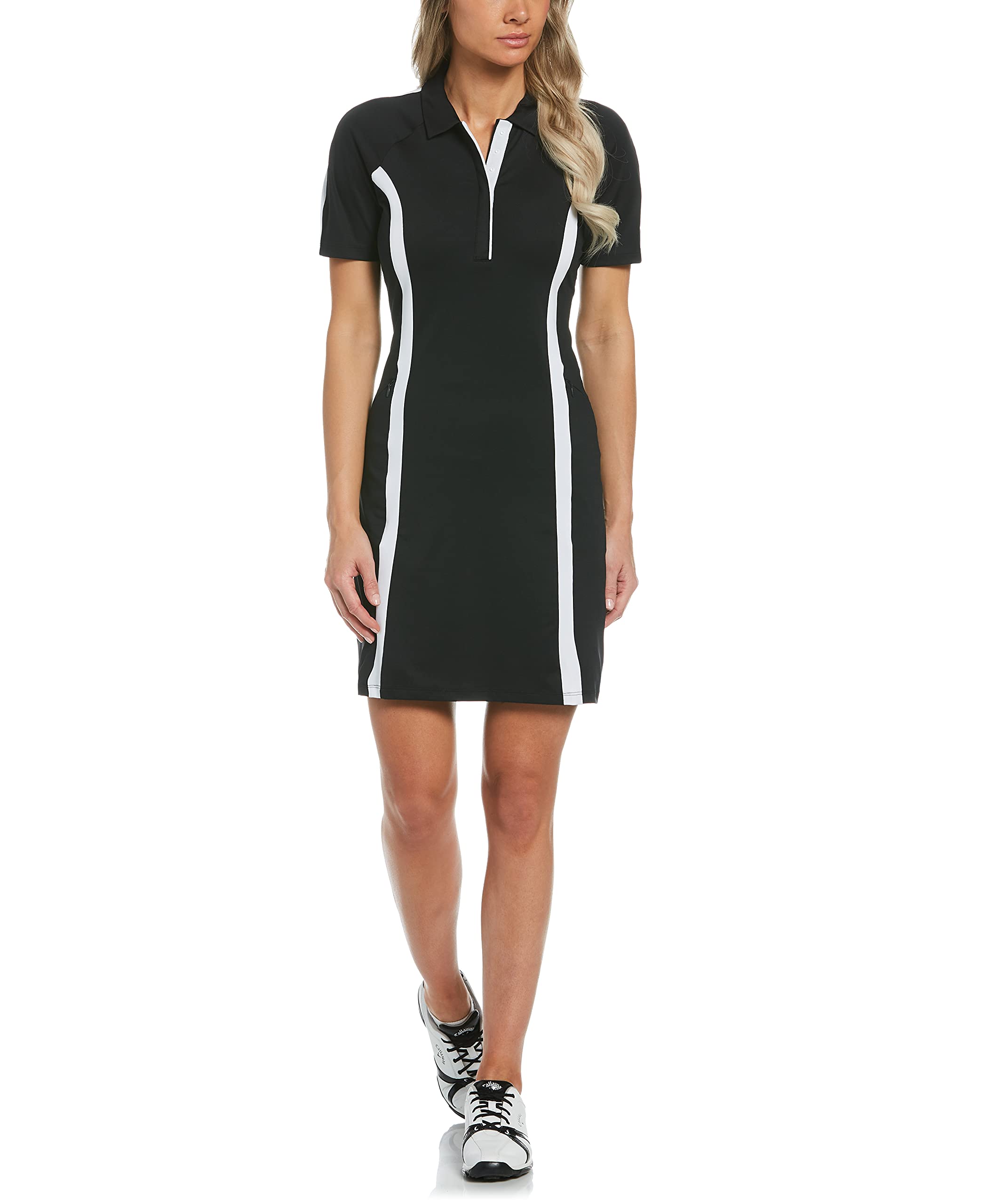 Callaway Women's Short Sleeve Swing Tech Color Block Dress Dress