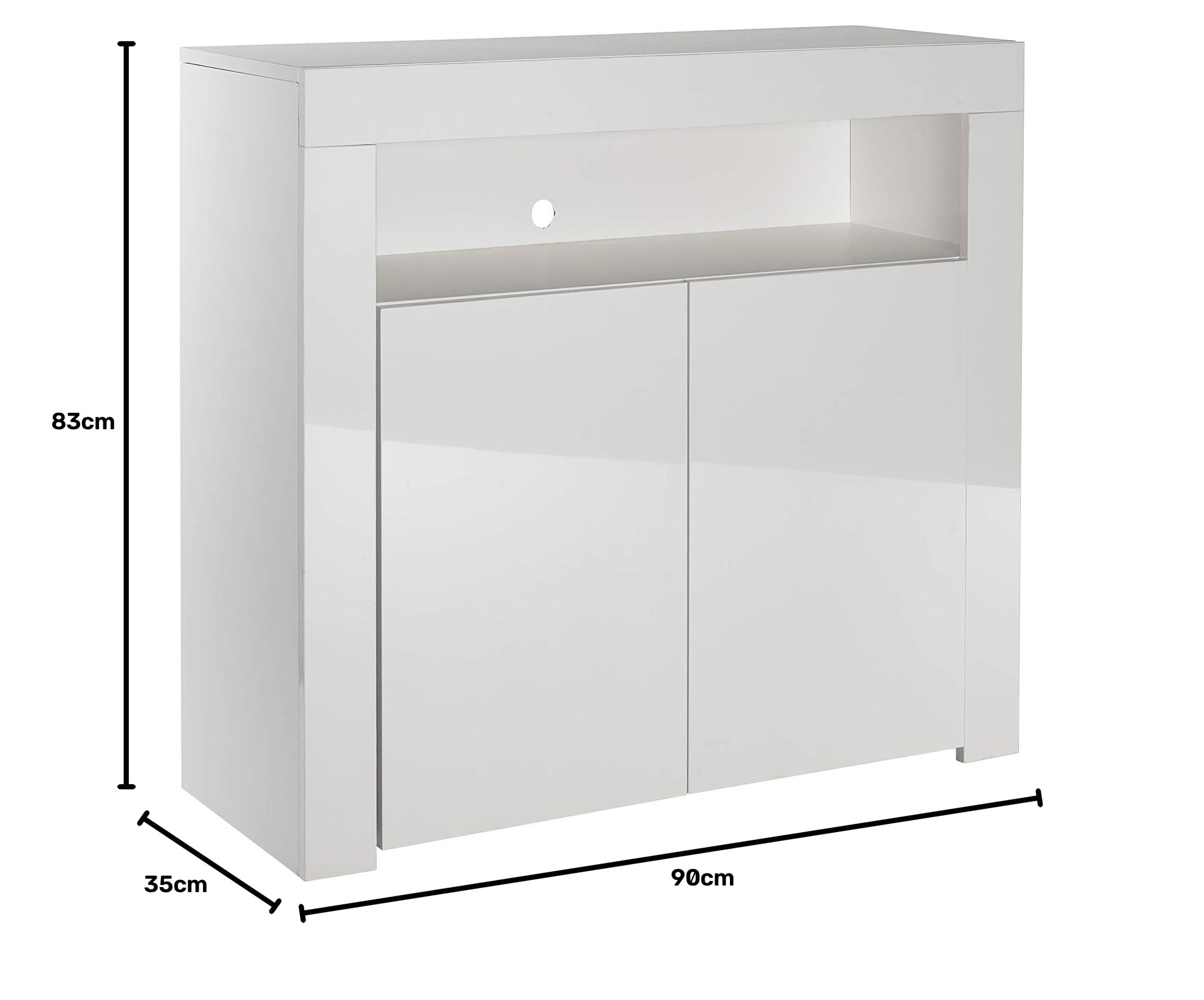 MMT Furniture Designs Ltd SIb02White Buffet, Bois d'ingénierie, Blanc, 90 x 35 x 83 cm W x H