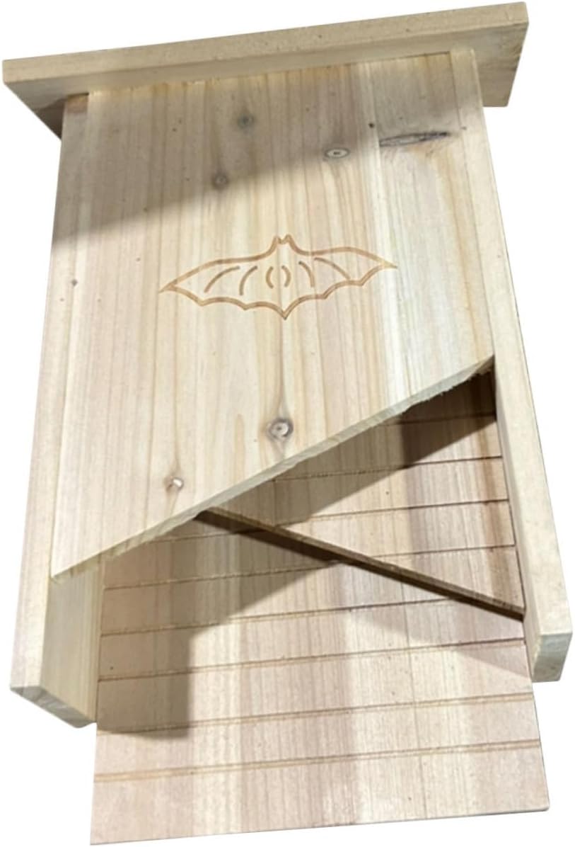 Wooden Outdoor Bat Box Bat Shelter for Courtyard Backyard Pet House Single Chamber Weather-Resistant Habitat for Controled and Wildlife Protection