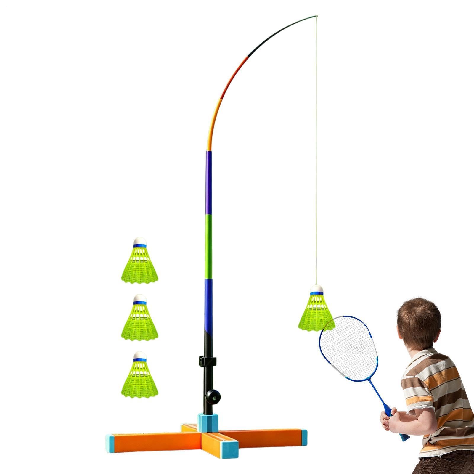 Badminton Selbsttrainingsgerät Einzelspieler Mit Automatischem Rückprall | Badminton-Selbsttrainingsset Für Platz, Wohnzimmer, Park, Spielplatz, Garten, Fitnessstudio Und Den