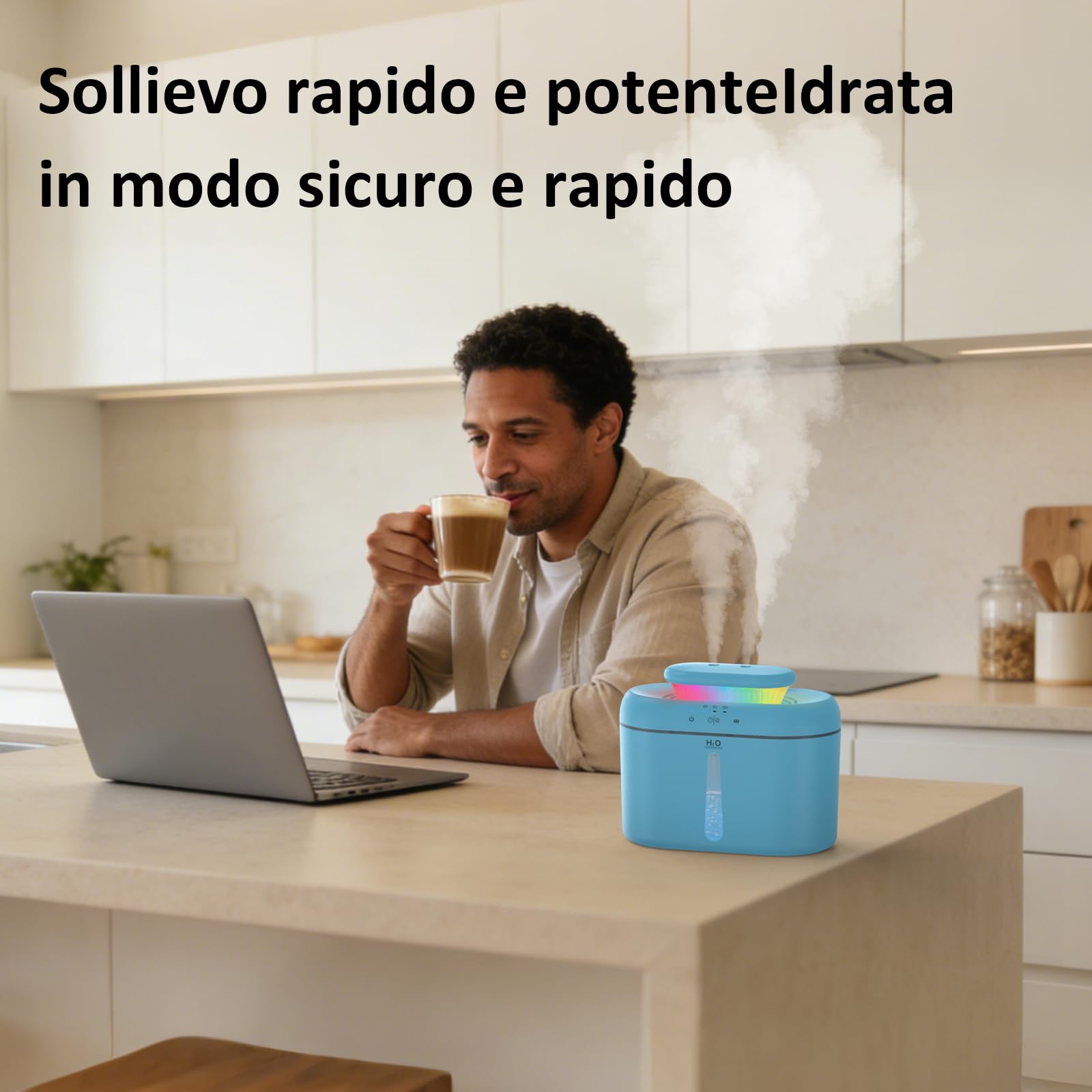 LKV Umidificatore, 2L Umidificatore Ambiente Bambini con Ugello a due vie con Timer Funzione di Autospegnimento e Luce Notturna Silenzioso, Humidifier casa per Bambini Piante e uso Domestico, Blu